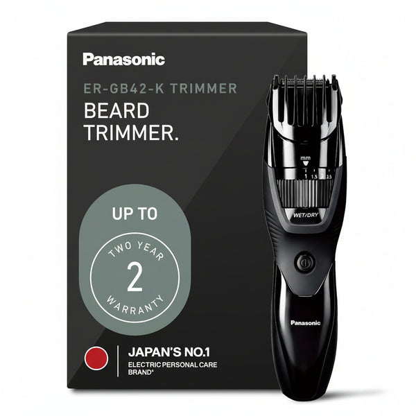 Panasonic Cordless Beard Trimmer for Men with Precision Dial, 19 Adjustable Length Settings, Rechargeable Battery, Washable - ER-GB42-K (Black)