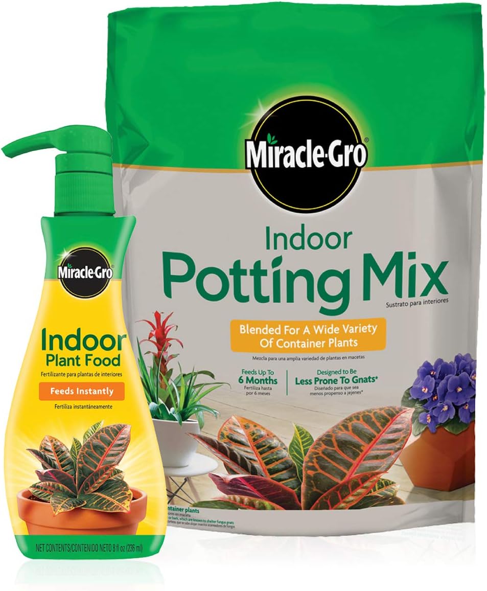 Miracle-Gro Indoor Plant Food, Liquid Plant Food for Houseplants, Snake Plants, Peace Lilies, Flowers, Vegetables, Herbs and More, 8 oz., 2-Pack