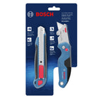 Bosch H11-14100-1 2-Piece Utility Knife Set | Folding and Snap-Off Knives with Robust Design, Integrated Blade Storage, and Belt Clip - Includes 4 Blades