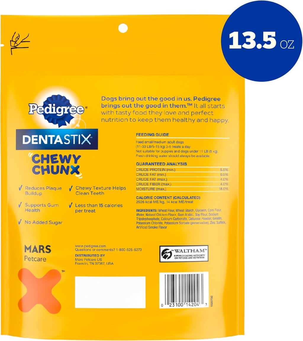 Pedigree Dentastix Chewy Chunx Small & Medium Dog Treats Chicken Flavor, 13.5 oz. Bag