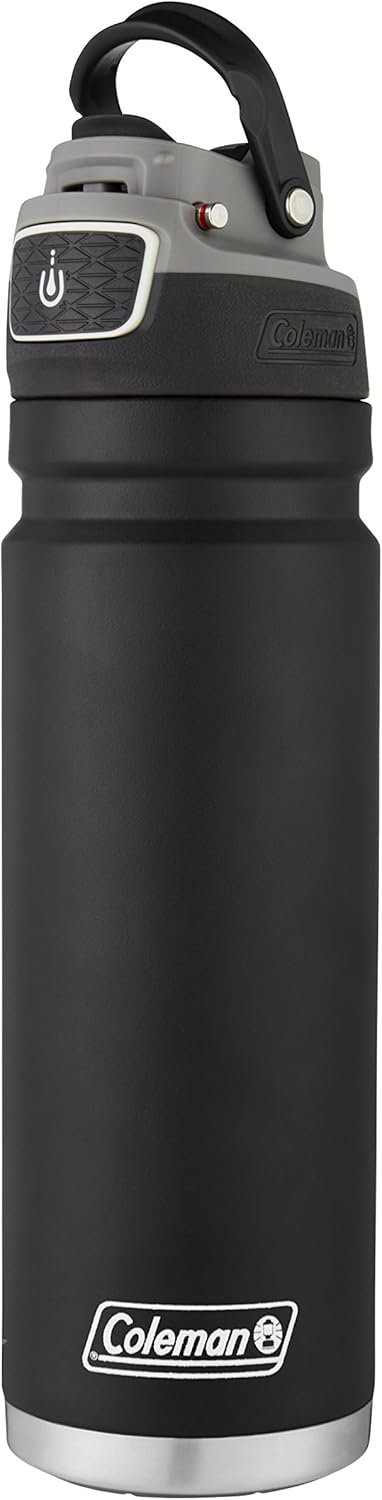 Coleman Autoseal FreeFlow Stainless Steel Water Bottle, Black, 24oz