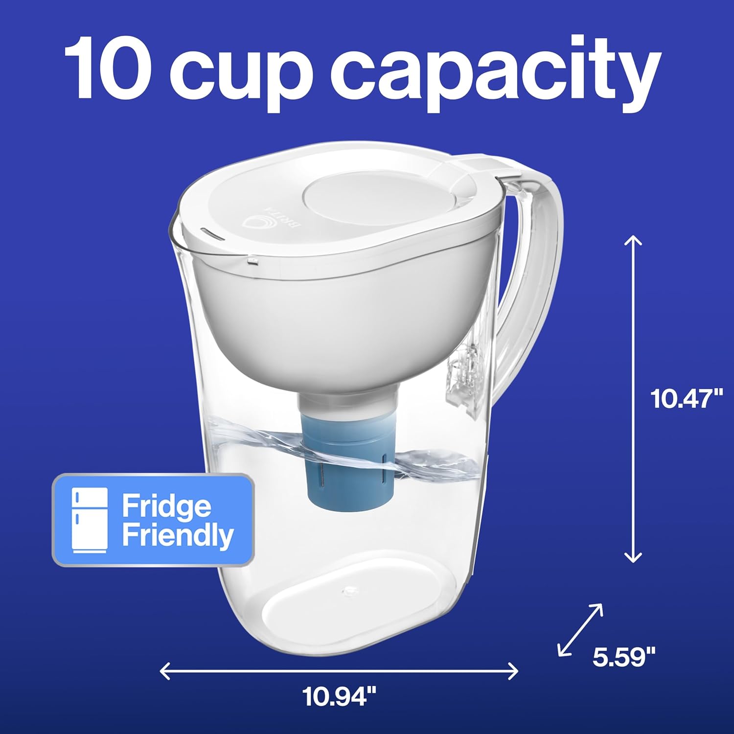 Brita Water Pitcher, Everyday Elite Filter, Removes 99% of Lead, Includes 1 Filter, 10-Cup Capacity, White