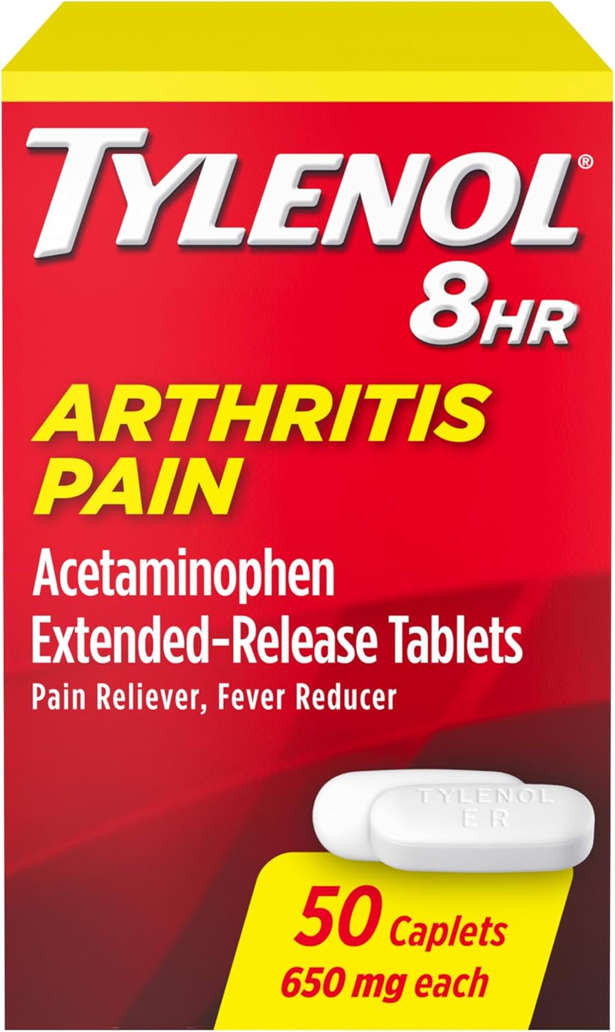Tylenol Acetaminophen 650mg Extended Release Caplets, 8 Hour Arthritis Pain Relief, Joint Pain Reliever, Fever Reducer, Fast & Long-Lasting Relief, Oral Medicine for Minor Aches, 225 Count