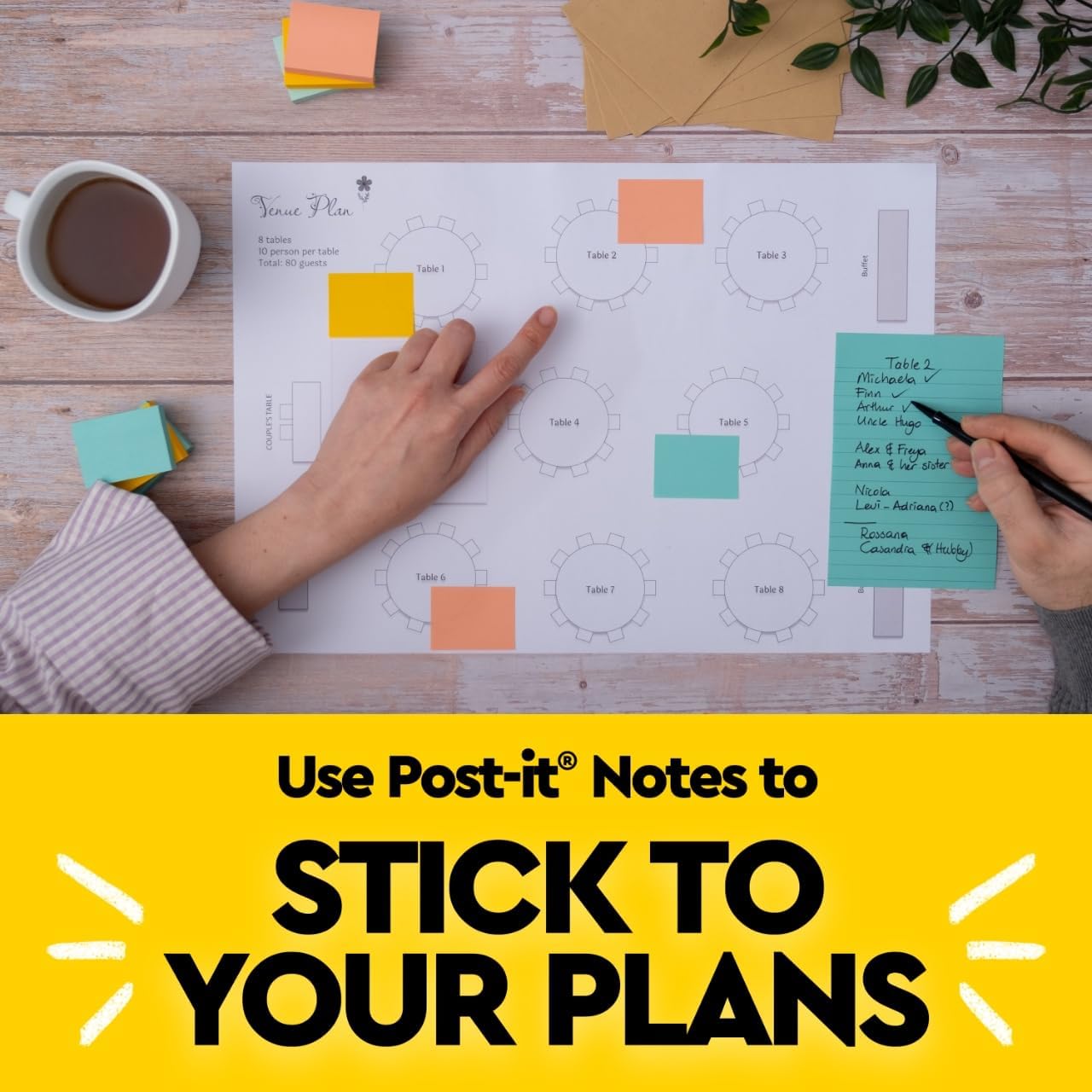 Post-it Notes, 1 3/8 in x 1 7/8 in, 24 Sticky Note Pads, 100 Sheets per Pad, Beachside Café Collection, New Year Organization or Second Semester School Supplies