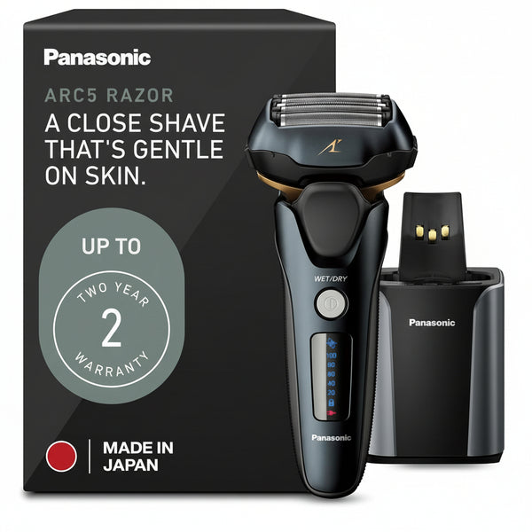 Panasonic Electric Razor for Men, Electric Shaver for Men, ARC5 with Premium Automatic Cleaning and Charging Station, Wet Dry Shaver, Cordless Razor, with Pop-Up Trimmer ES-LV97-K, Black