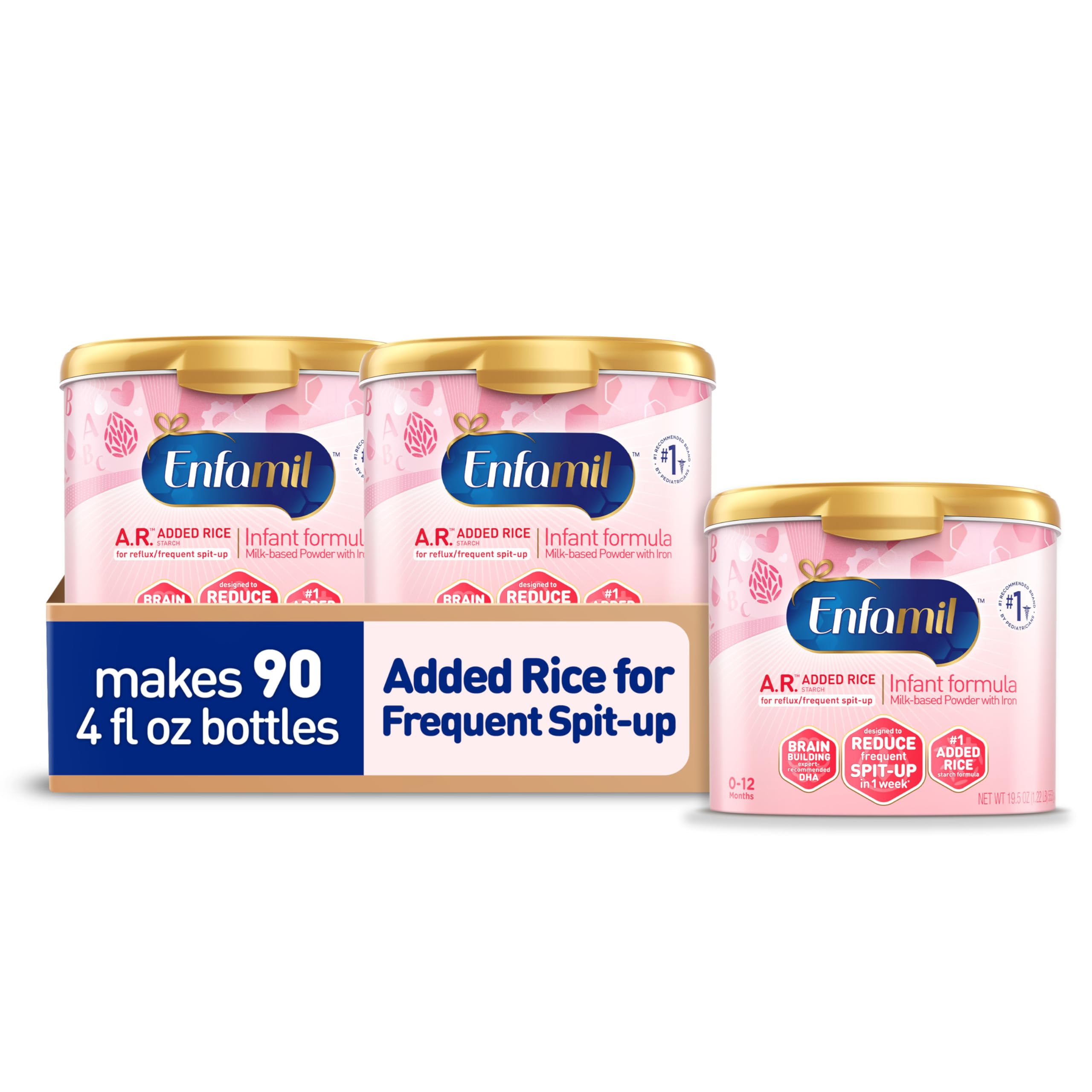 Enfamil A.R. Infant Formula, Clinically Proven to Reduce Reflux & Spit-Up in 1 Week, with Iron, DHA for Brain Development, Probiotics to Support Digestive & Immune Health, Powder Tub, 19.5 Oz