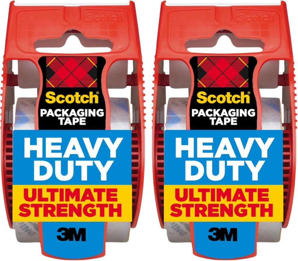 Scotch Heavy Duty Shipping Packing Tape, Clear, Packing Tape for Moving Boxes and Packaging Supplies, 1.88 in. x 22.2 yd., 6 Roll Dispensers, Moving Supplies