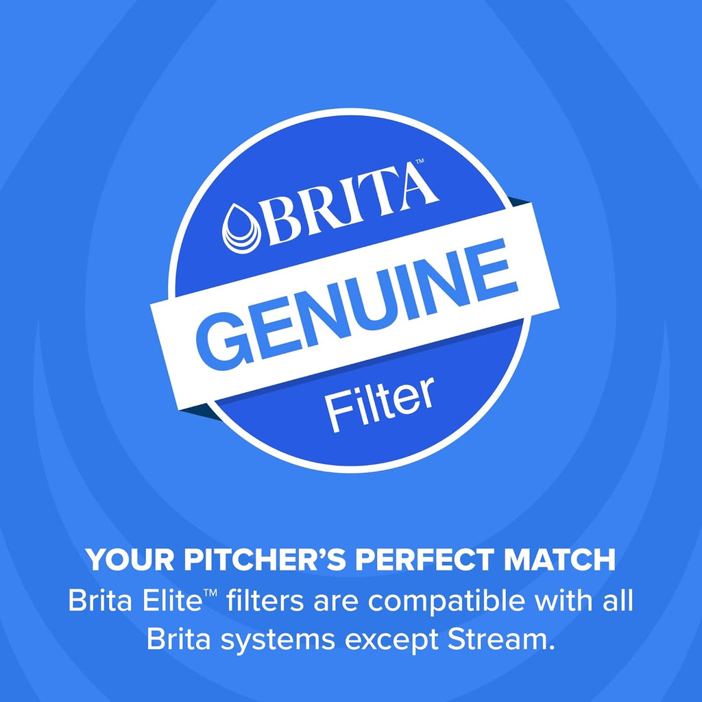 Brita Elite Water Filter Replacement for Pitchers and Dispensers, BPA-Free, Reduces 99% of Lead, Lasts Six Months or 120 Gallons, Includes 1 Pitcher Replacement Filter
