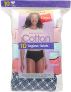 Hanes Women's Underwear Briefs Pack, 10-Pack, Cotton Panties for Women, Moisture-Wicking, Full Coverage