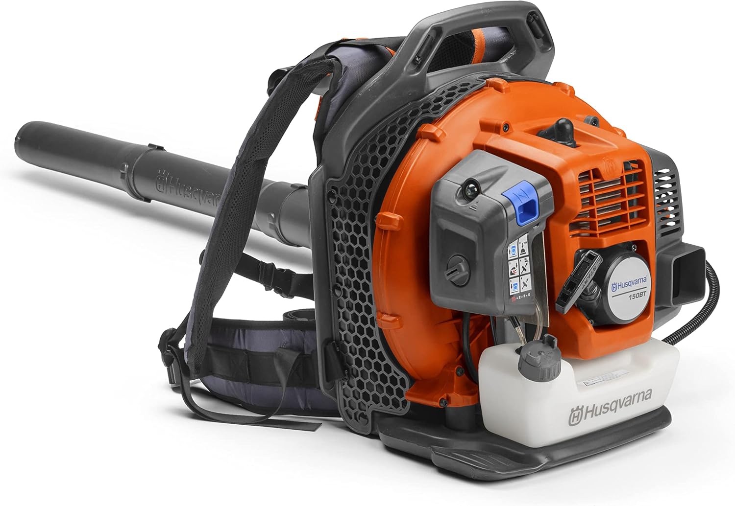 Husqvarna 150BT Gas Leaf Blower, 51-cc 2.16-HP 2-Cycle Backpack Leaf Blower, 765-CFM, 270-MPH, 22-N Powerful Clearing Performance and Ergonomic Harness System, 970466901