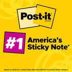 Post-it Super Sticky Notes, 24 Sticky Note Pads, 3 x 3 in., Ideal for Organization in Your Dorm, Home or Office, 2X The Sticking Power, Supernova Neons Collection