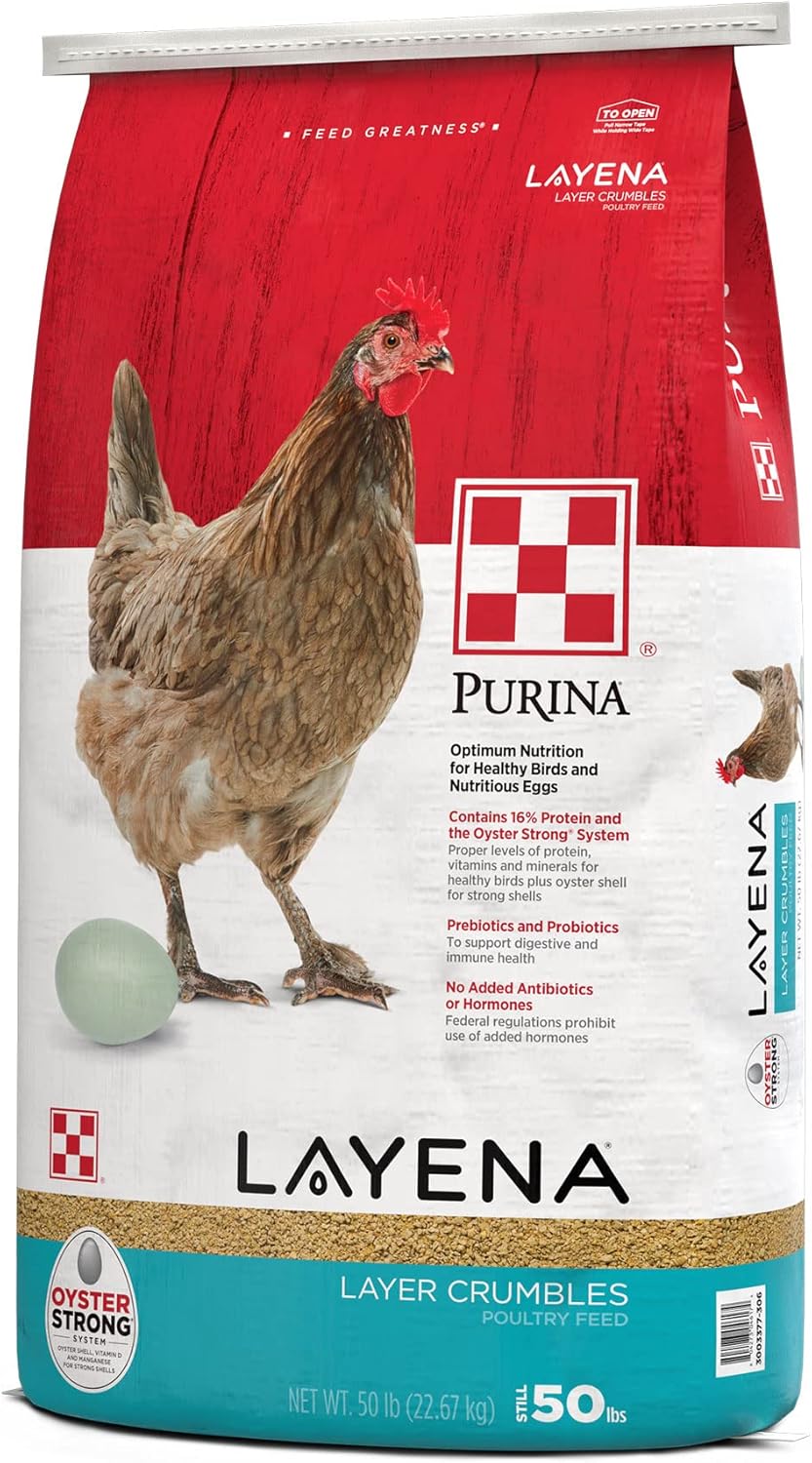 Purina, Layena Crumbles, Chicken Feed for Laying Hens, 50 lbs