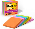 Post-it Super Sticky Notes, 3x3 in, 6 Pads, 2X The Sticking Power, Energy Boost Collection, Bright Colors (Orange, Pink, Blue, Green),Recyclable (654-6SSAU)