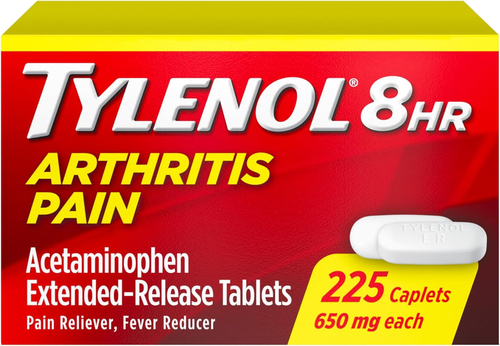 Tylenol Acetaminophen 650mg Extended Release Caplets, 8 Hour Arthritis Pain Relief, Joint Pain Reliever, Fever Reducer, Fast & Long-Lasting Relief, Oral Medicine for Minor Aches, 225 Count