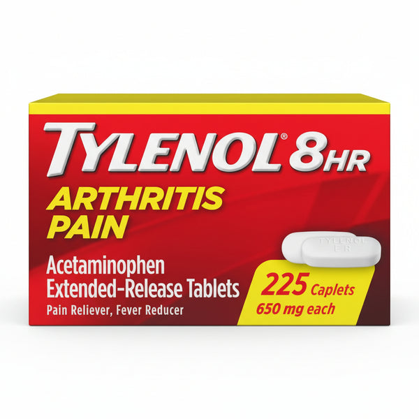Tylenol Acetaminophen 650mg Extended Release Caplets, 8 Hour Arthritis Pain Relief, Joint Pain Reliever, Fever Reducer, Fast & Long-Lasting Relief, Oral Medicine for Minor Aches, 225 Count