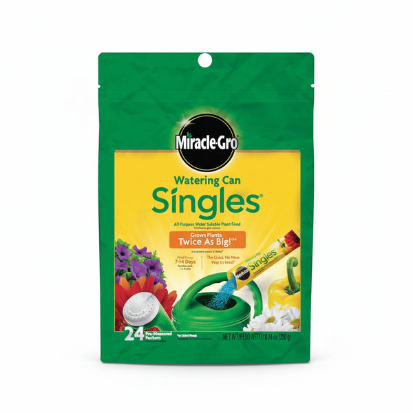 Miracle-Gro Watering Can Singles All Purpose Water Soluble Plant Food, For Flowers, Vegetables, Houseplants, Trees, Indoor and Outdoor Plants, 24 Packets
