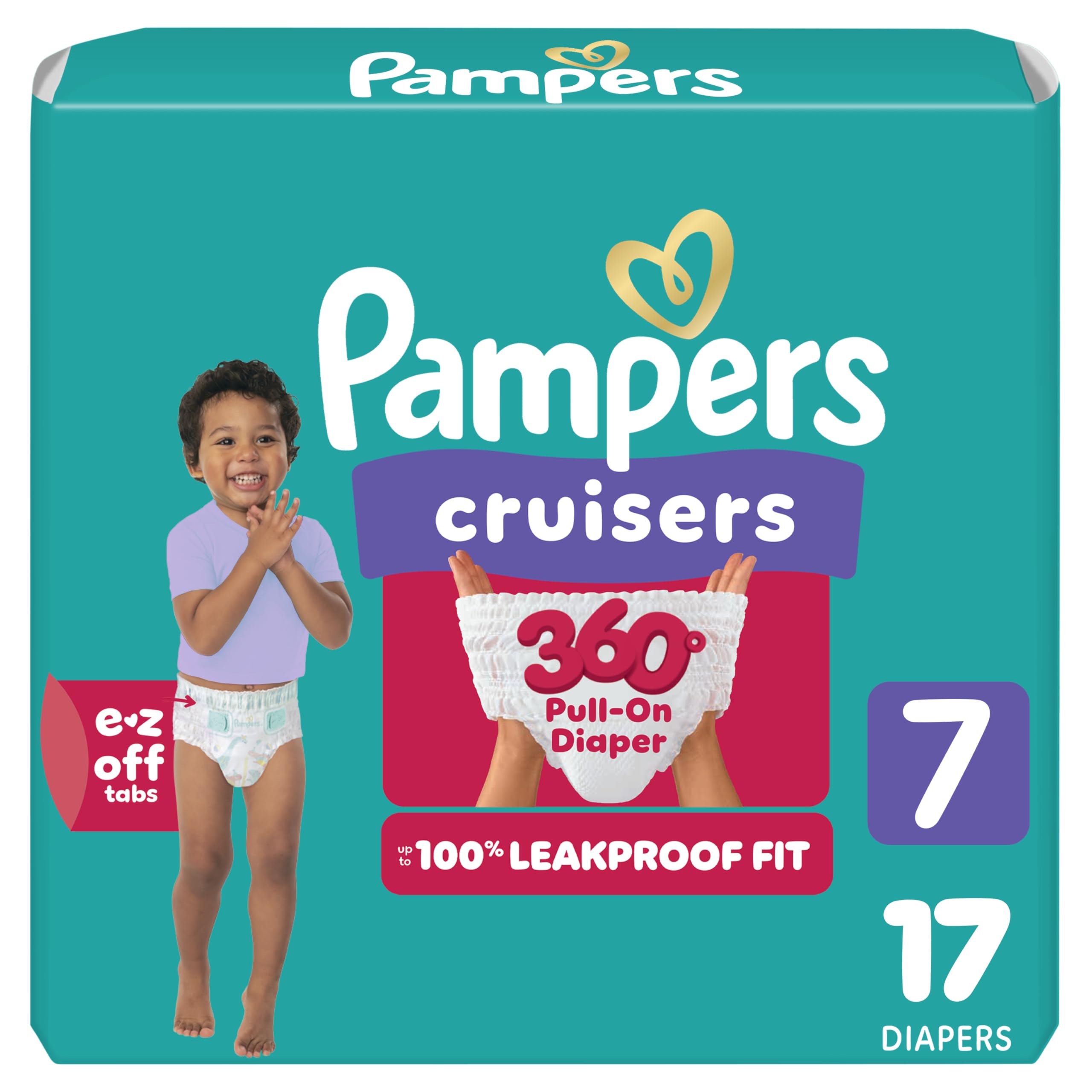 Pampers Diapers - Cruisers 360 - Size 5, 128 Count, Babyproof up to 100% Leakproof Pull-On Diaper