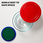 Pyrex Sculpted (3-Pack) Glass Mixing Bowls Set With Lids For Prepping, Baking and Cooking, Preheated Oven, Dishwasher, Freezer, and Microwave Safe