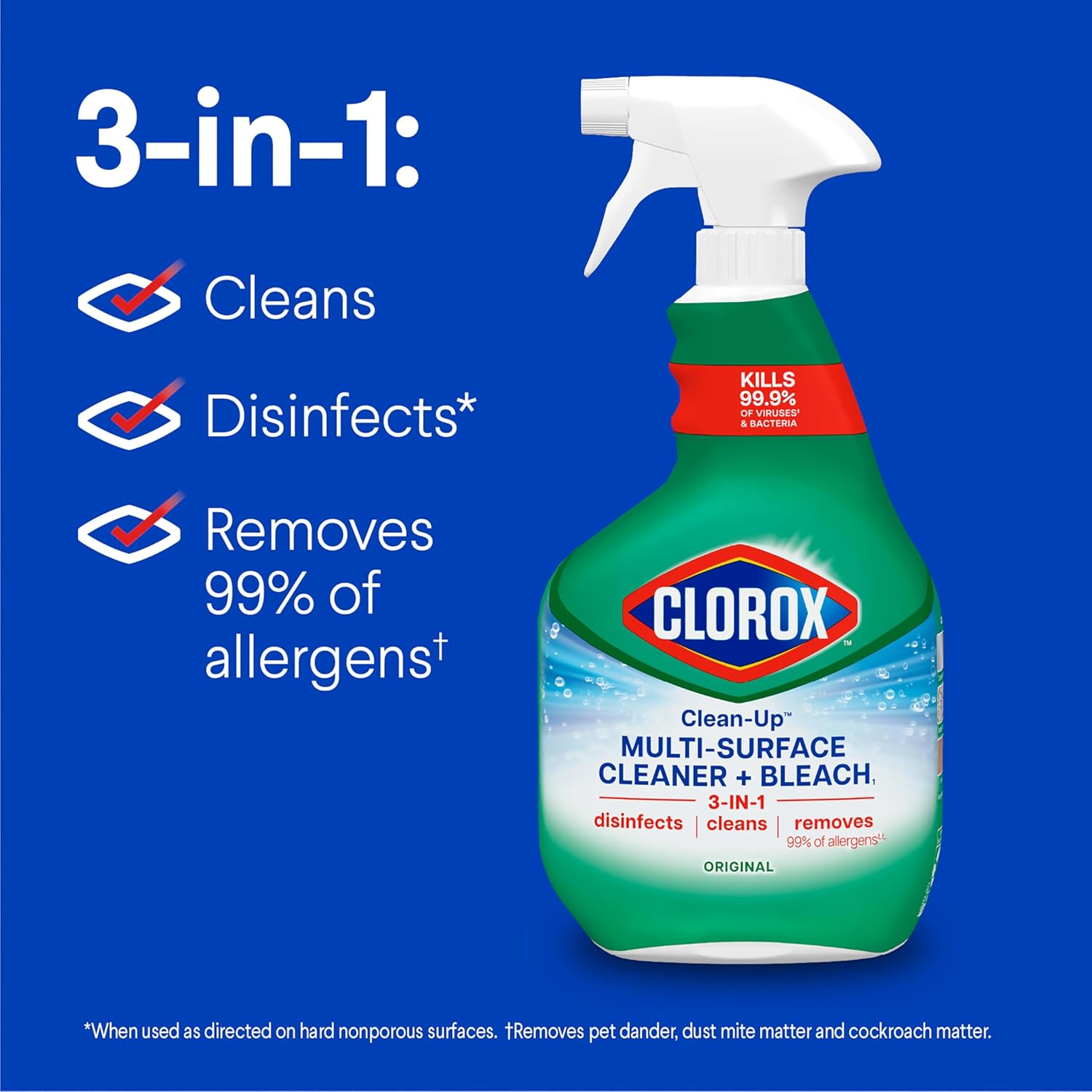 Clorox Clean-Up Multi-Surface Cleaner with Bleach, Original, Spray Bottle, 32 Fl Oz., Pack of 3