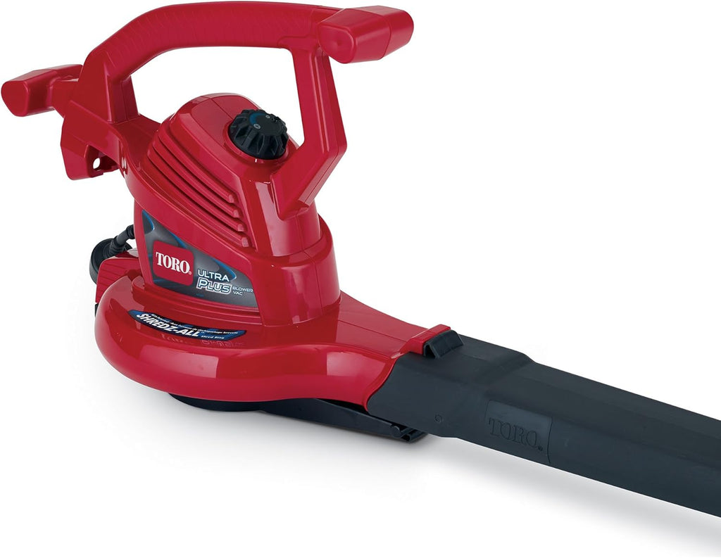 Toro 51621 UltraPlus Leaf Blower Vacuum, Variable-Speed (up to 250 mph) with Metal Impeller, 12 amp,Red