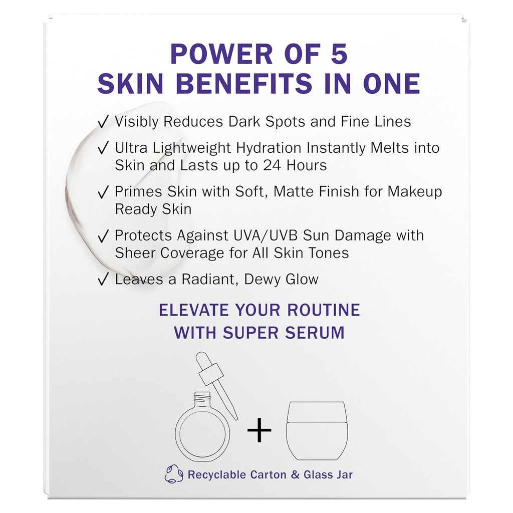 Olay Super Cream with Sunscreen SPF 30, Lightweight Face Moisturizer with Sun Protection, 5-in-1 Skin Care Benefits - Hydrating, Brightening, Firming - Niacinamide, Vitamin C, Collagen Peptide, 1.7 oz