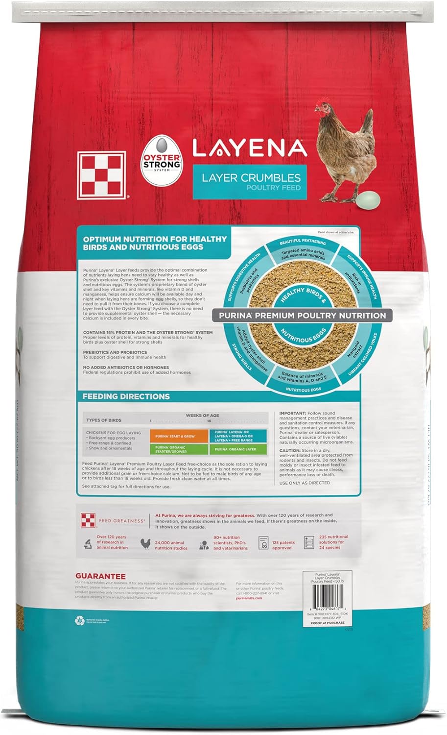 Purina, Layena Crumbles, Chicken Feed for Laying Hens, 50 lbs