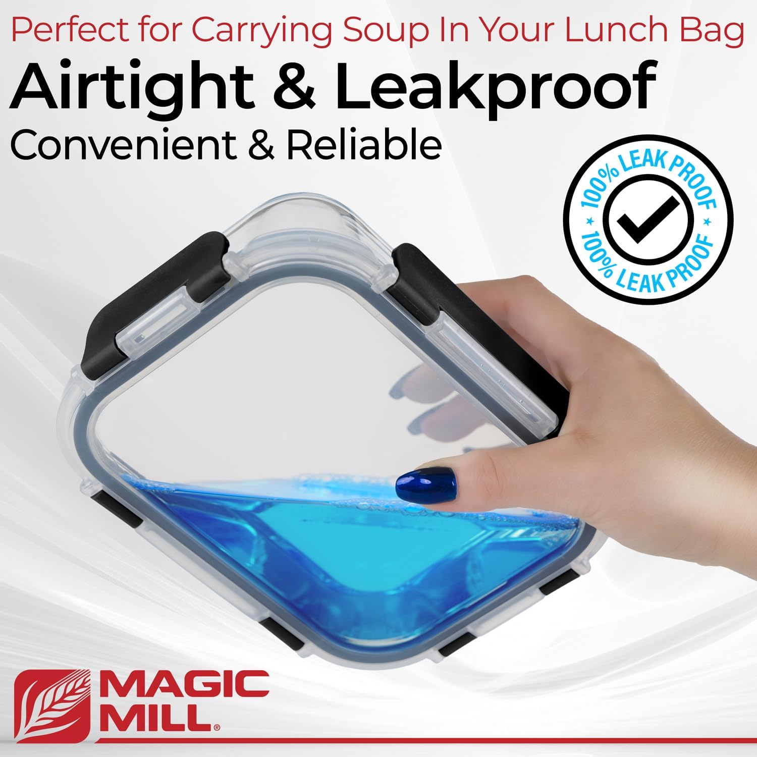 Magic Mill Premium Borosilicate Glass Food Storage Containers with lids Set | 24pc Sets with 12 Bowls & 12 Airtight Locking Lids for Lunch & Meal Prep, Safe for Oven, Freezer, Dishwasher, BPA-Free