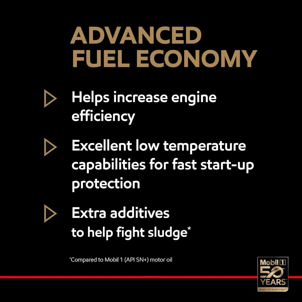 Mobil 1 Advanced Synthetic Motor Oil, 0W-20, 5 Quarts - Fuel Economy Formula
