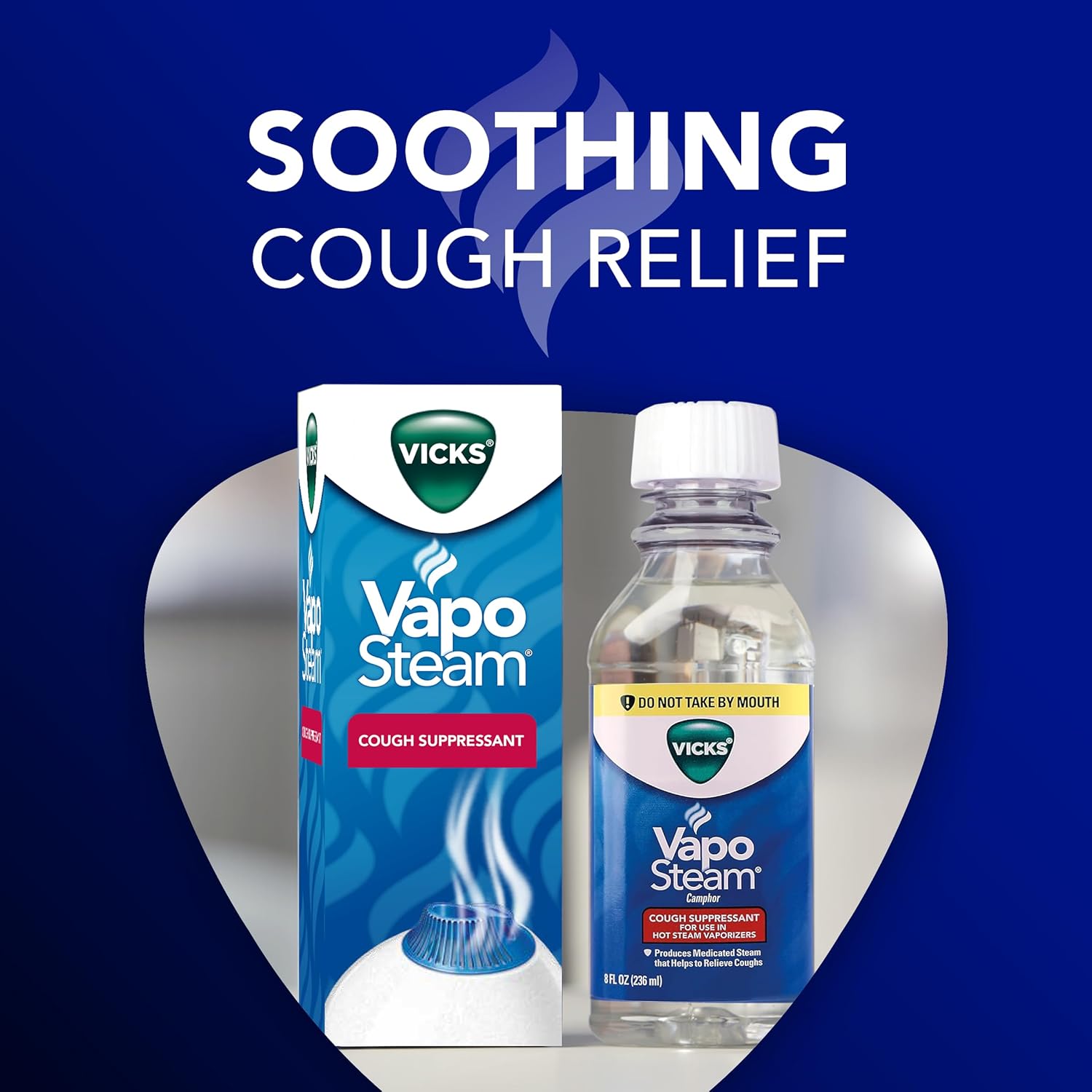 Vicks VapoSteam Medicated Liquid with Camphor, a Cough Suppressant, 8 Oz – VapoSteam Liquid Helps Relieve Coughing, for Use in Vicks Vaporizers and Humidifiers