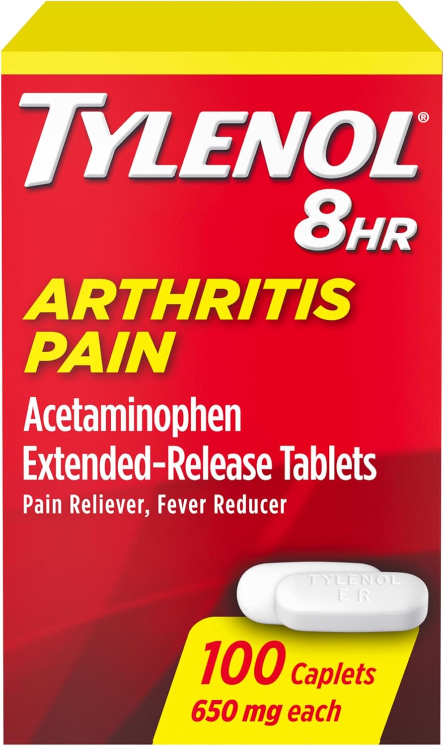 Tylenol Acetaminophen 650mg Extended Release Caplets, 8 Hour Arthritis Pain Relief, Joint Pain Reliever, Fever Reducer, Fast & Long-Lasting Relief, Oral Medicine for Minor Aches, 225 Count