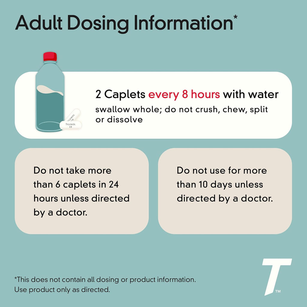 Tylenol Acetaminophen 650mg Extended Release Caplets, 8 Hour Arthritis Pain Relief, Joint Pain Reliever, Fever Reducer, Fast & Long-Lasting Relief, Oral Medicine for Minor Aches, 225 Count