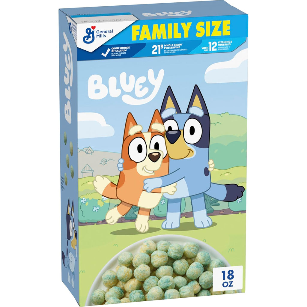 Bluey Cereal, Crispy Corn Cereal Puffs, Made with Whole Grain, Family Size, 18 oz