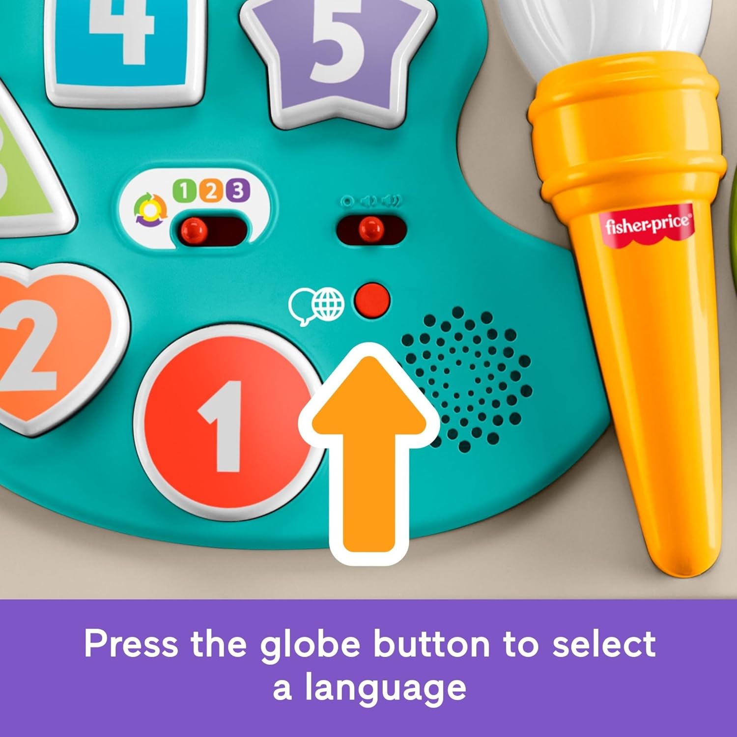 Fisher-Price Baby & Toddler Toy Laugh & Learn 4-in-1 Activity Table & Art Easel with Educational Music for Ages 6+ Months, Multilanguage Version