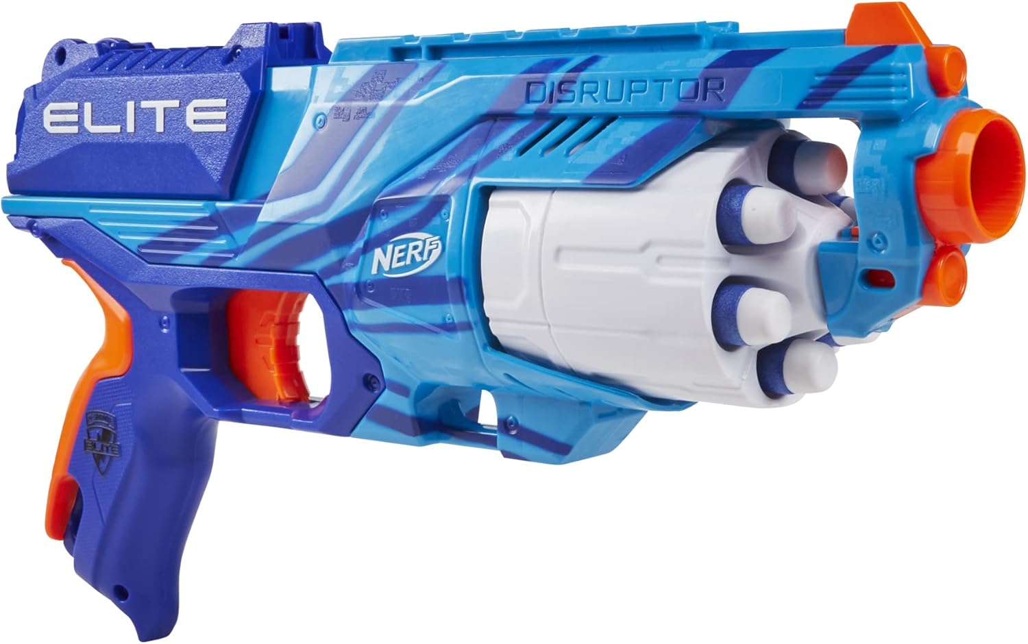 NERF Elite Disrupter Blaster - 6-Dart Rotating Drum, Slam Fire, Translucent Red (Amazon Exclusive)