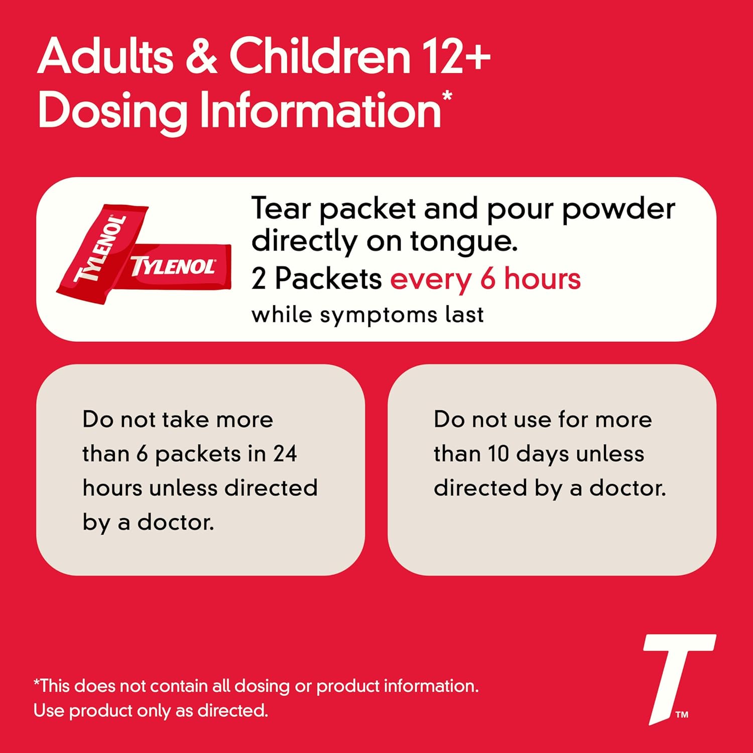 Tylenol Extra Strength Dissolve Powder Packs, 500 mg Acetaminophen Pain Reliever & Fever Reducer Medicine, Fast Relief for Minor Aches & Pains, Ibuprofen- & Aspirin-Free, On-the-Go Berry Flavor, 32 Ct