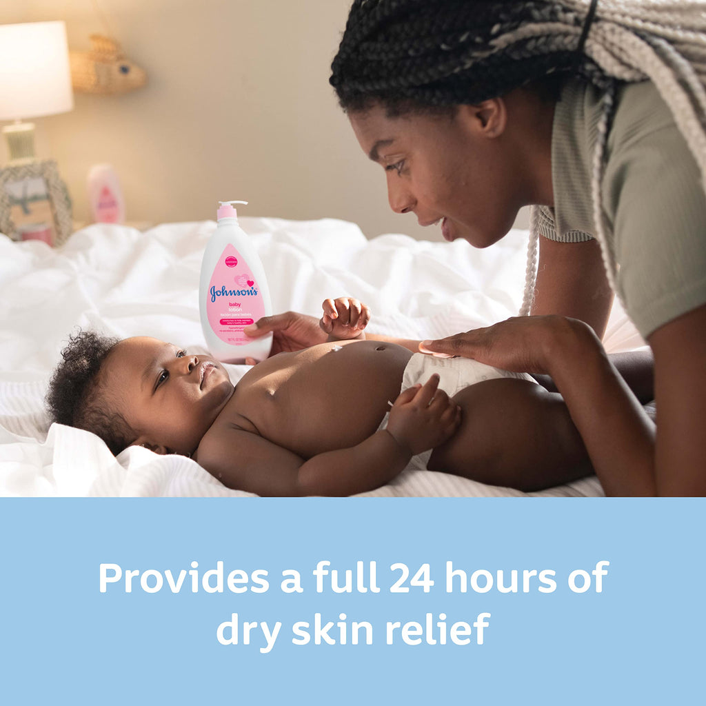 Johnson's Baby Lotion with Coconut Oil, Aloe Vera & Vitamin B5, 72 HR Hydration, Skin Moisturizer, Hypoallergenic, Safe for Newborn, Protects From Dryness &; Strengthens Skin, 27.1 fl. oz
