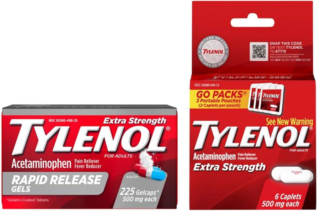 Tylenol Extra Strength Acetaminophen Rapid Release Gels, Pain Reliever & Fever Reducer, Gelcaps with Laser-Drilled Holes for Fast Release, Gentle on Stomach, 500 mg Per Gelcap, 100 Count OTC Medicine