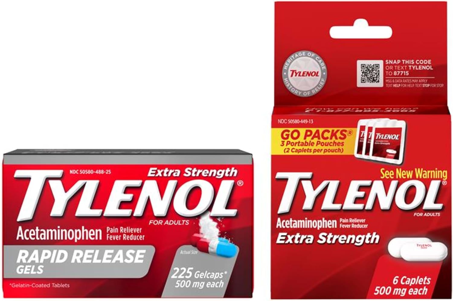Tylenol Extra Strength Acetaminophen Rapid Release Gels, Pain Reliever & Fever Reducer, Gelcaps with Laser-Drilled Holes for Fast Release, Gentle on Stomach, 500 mg Per Gelcap, 100 Count OTC Medicine
