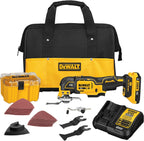 DEWALT 20V MAX XR Oscillating Tool Kit with Blades, 3 Speed Cordless Brushless Multitool, Up to 20,000 OPM, LED Light, Battery and Charger Included (DCS356C1)