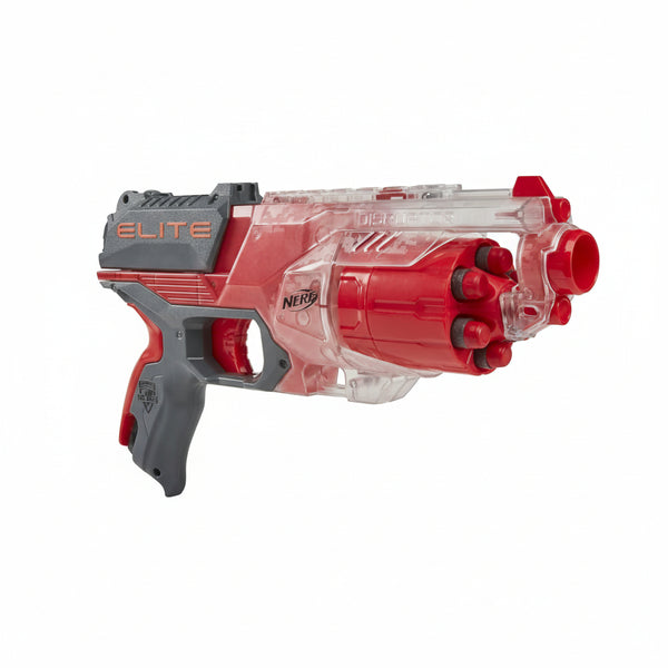 NERF Elite Disrupter Blaster - 6-Dart Rotating Drum, Slam Fire, Translucent Red (Amazon Exclusive)
