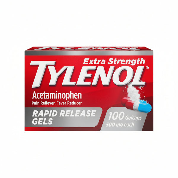 Tylenol Extra Strength Acetaminophen Rapid Release Gels, Pain Reliever & Fever Reducer, Gelcaps with Laser-Drilled Holes for Fast Release, Gentle on Stomach, 500 mg Per Gelcap, 100 Count OTC Medicine