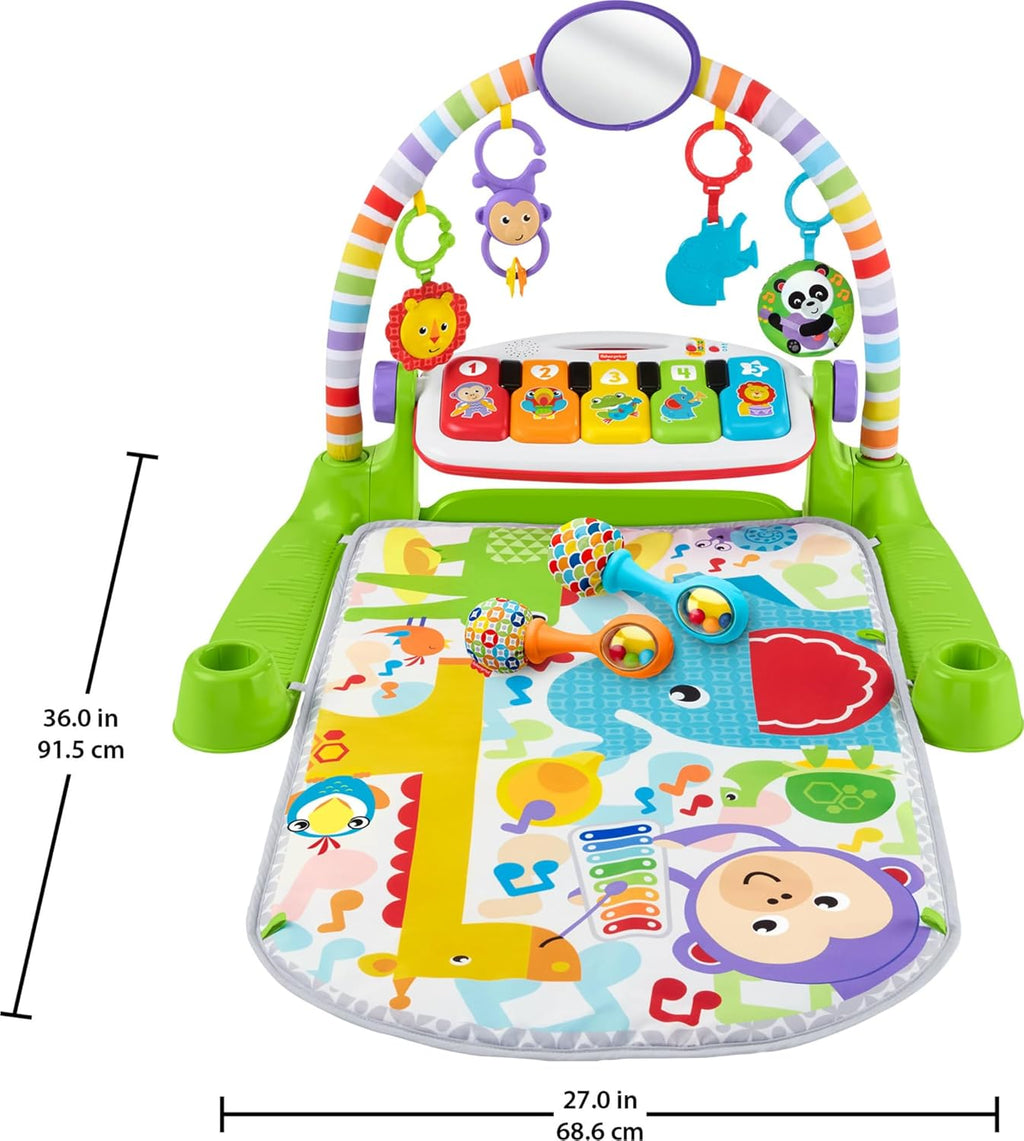 Fisher-Price Baby Playmat Deluxe Kick & Play Piano Gym for Learning & 2 Maracas Soft Rattles for Newborn to Toddler Play Ages 0+ Months