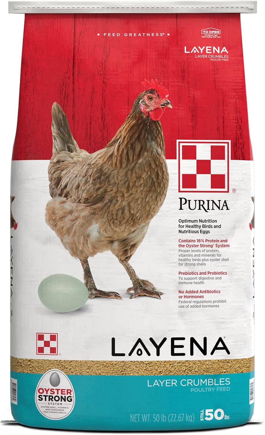 Purina, Layena Crumbles, Chicken Feed for Laying Hens, 50 lbs