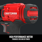 CRAFTSMAN V20 Cordless Drill/Driver Kit, 1/2 inch, Battery and Charger Included (CMCD700C1)