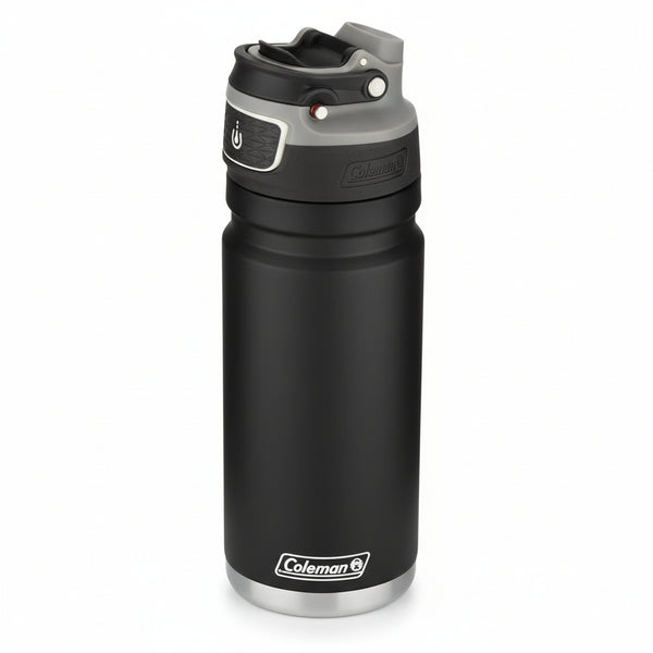Coleman Autoseal FreeFlow Stainless Steel Water Bottle, Black, 24oz