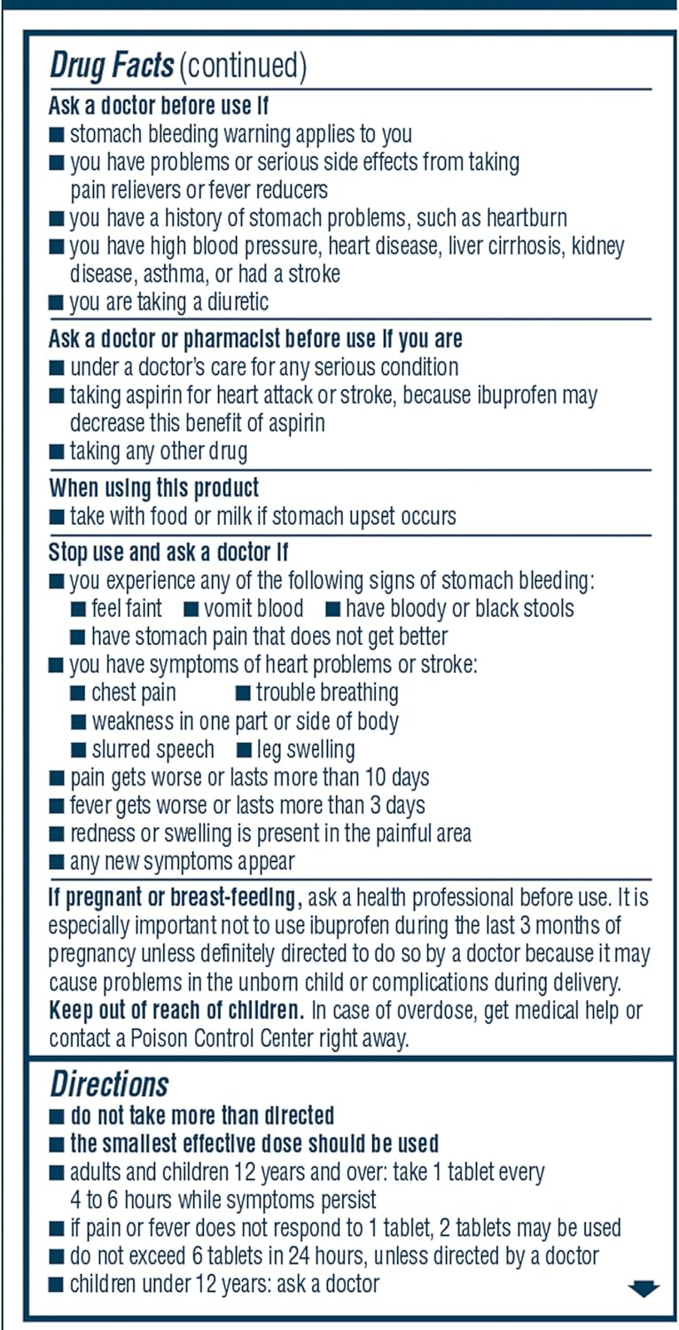 Advil Pain Reliever and Fever Reducer, Pain Relief Medicine with Ibuprofen 200mg for Headache, Backache, Menstrual Pain and Joint Pain Relief - 200 Coated Tablets