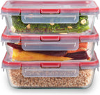 Pyrex Freshlock (5-Pack, 4 Cup) Glass Food Storage Containers Set, Airtight & Leakproof Locking Lids BPA-Free, Meal Prep Containers Set, Freezer Dishwasher Microwave Safe