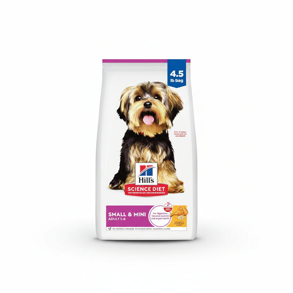 Hill's Science Diet Small & Mini, Adult 1-6, Small & Mini Breeds Premium Nutrition, Dry Dog Food, Chicken & Brown Rice, 4.5 lb Bag
