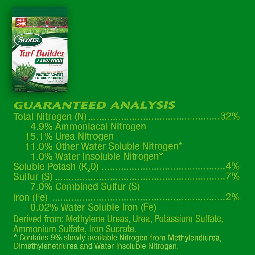 Scotts Turf Builder Lawn Food - Fertilizer for All Grass Types, 5,000 sq. ft., 12.5 lbs.