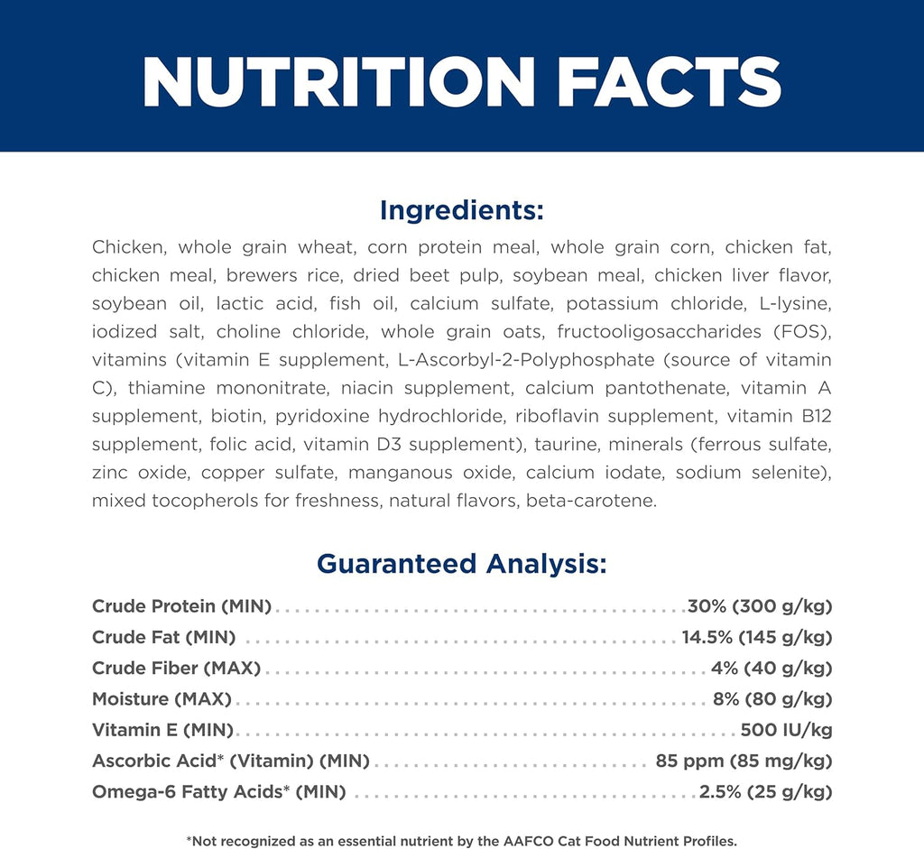 Hill's Science Diet Adult 1-6, Adult 1-6 Premium Nutrition, Dry Cat Food, Chicken Recipe, 7 lb Bag
